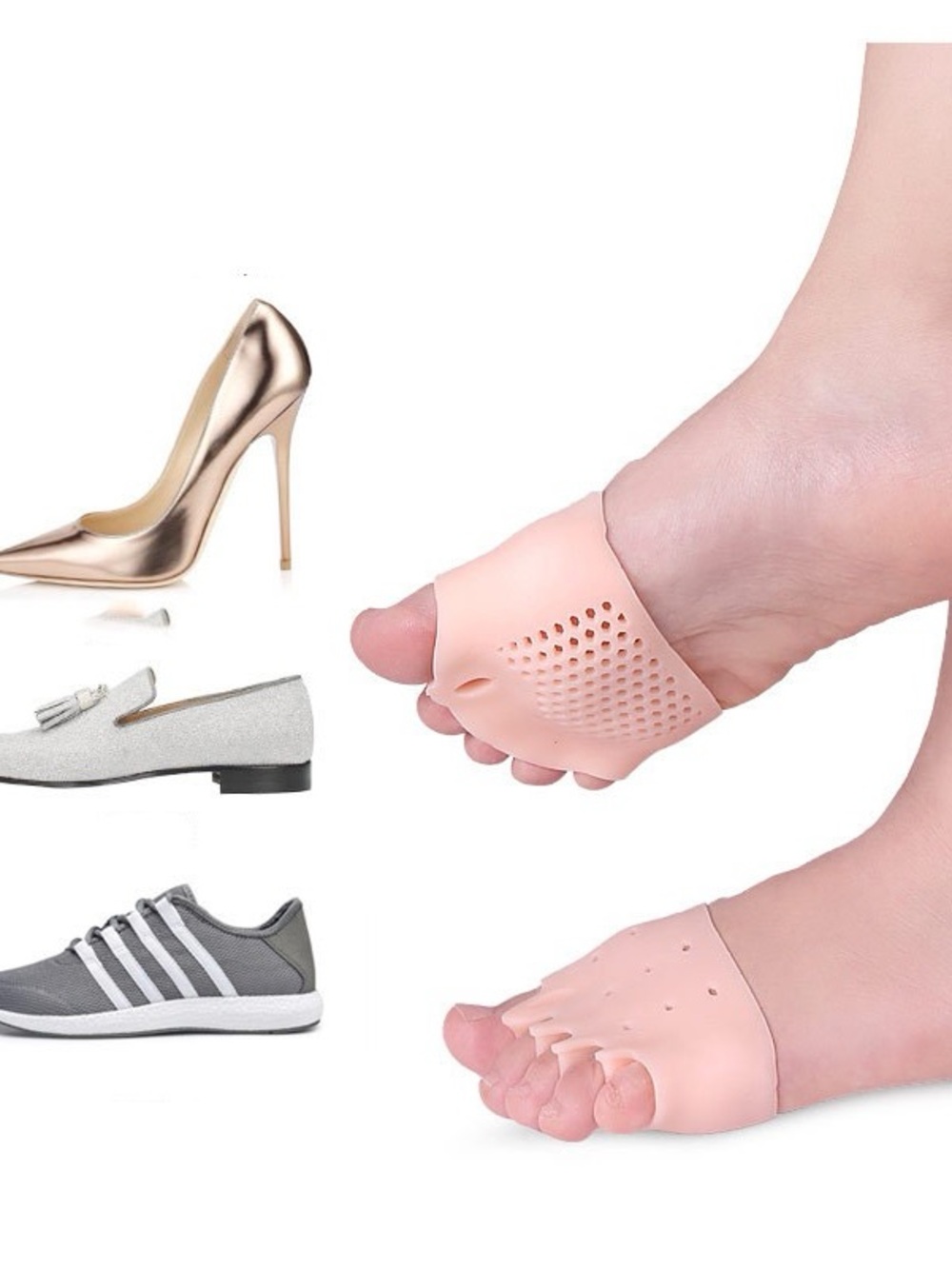 Women's Pink Gel Toe Cushion Sleeve - Comfort Forefoot Protector